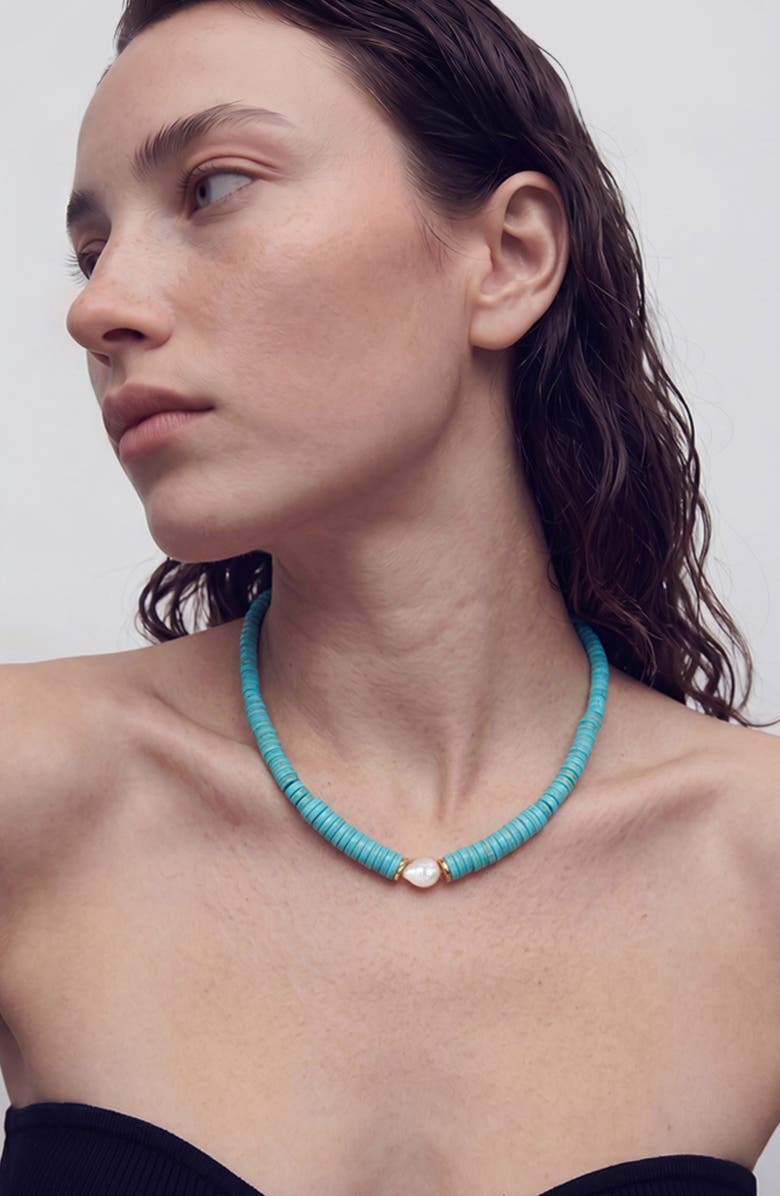 st. Moran Chunky Turquoise Necklace, Alternate, color, Turquoise/ White