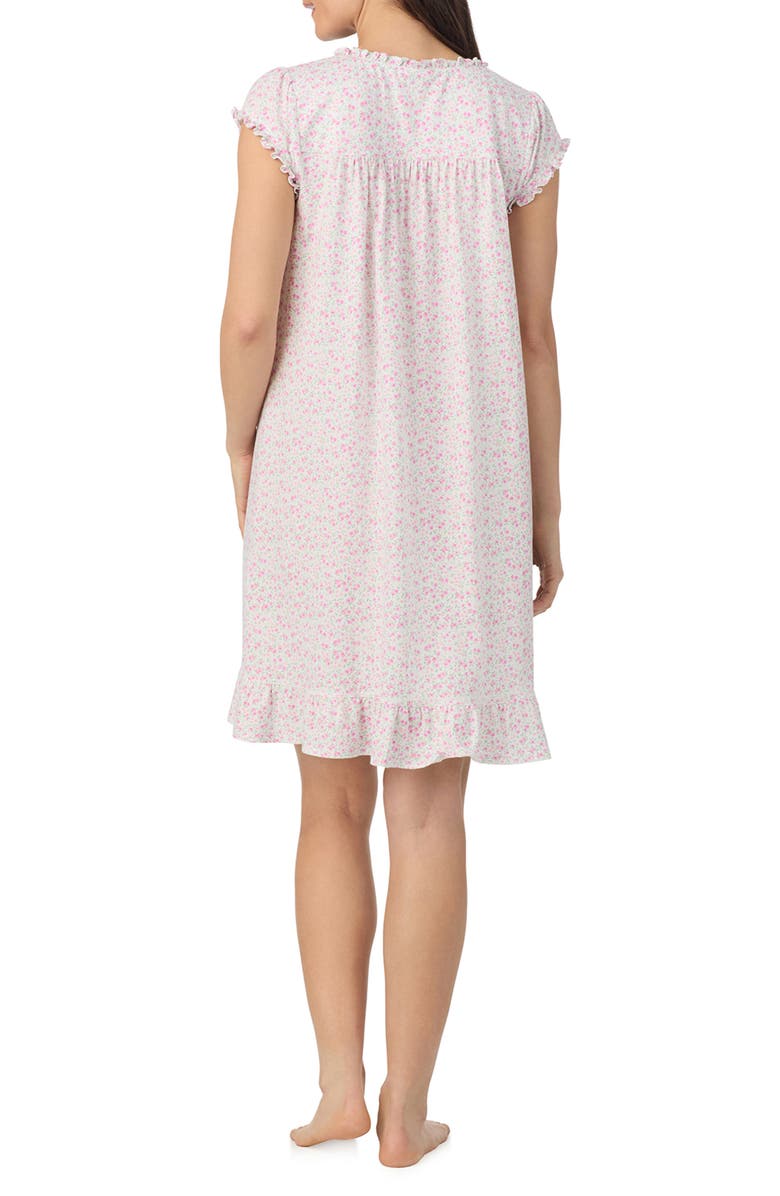 Eileen West Floral Cap Sleeve Short Cotton Jersey Nightgown, Alternate, color, White Ditsy