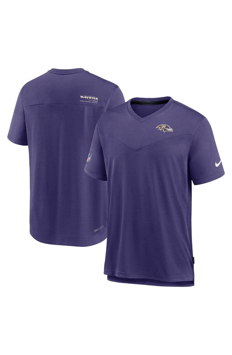 Nike Men's Nike Purple Baltimore Ravens Sideline Coach Chevron Lock Up Logo V-Neck Performance T-Shirt, Main, color, 