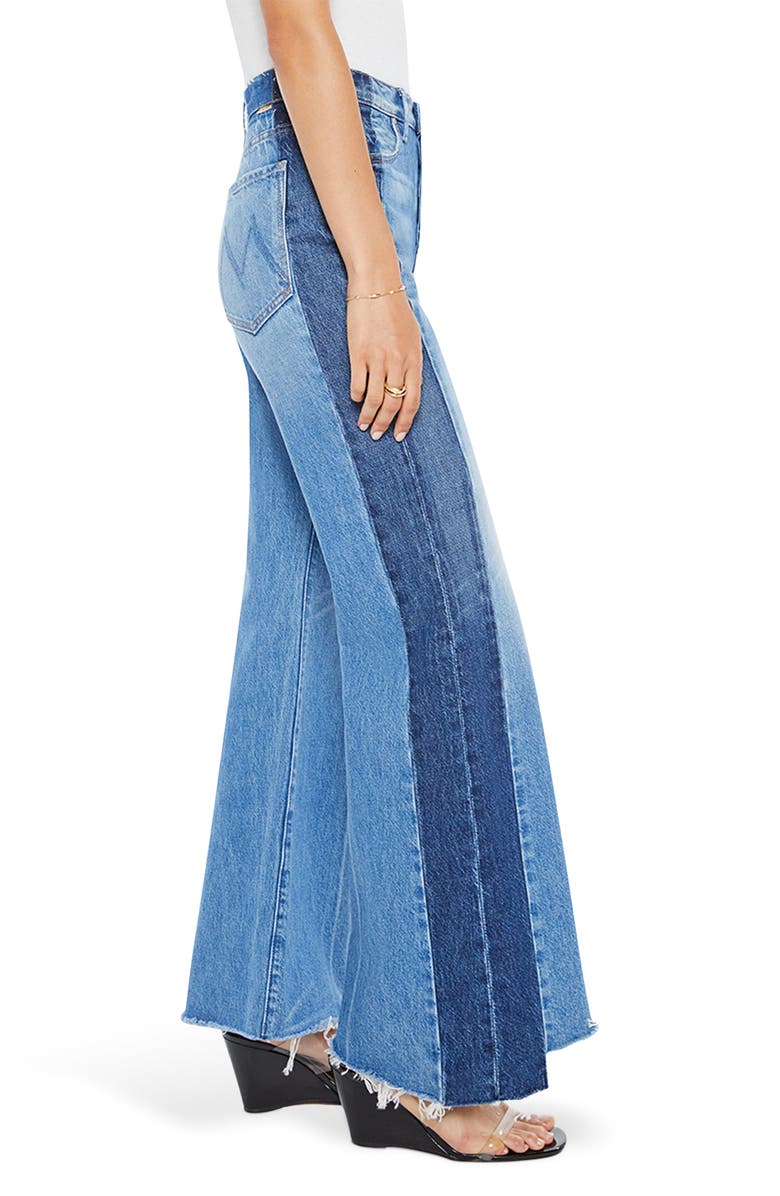 MOTHER The Tux Sidestepper Sneak Frayed High Waist Bootcut Jeans, Alternate, color, Double Stacked