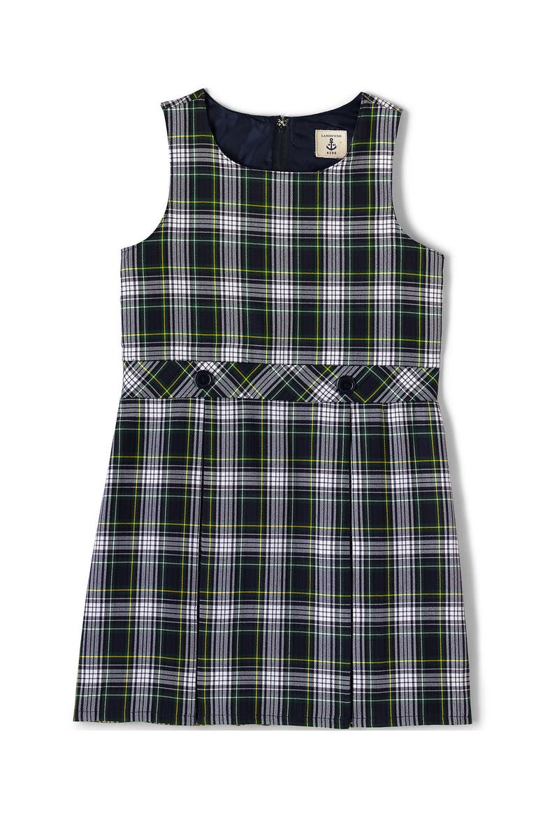Girls Uniform Plaid Jumper, Alternate, color, White/Evergreen Plaid