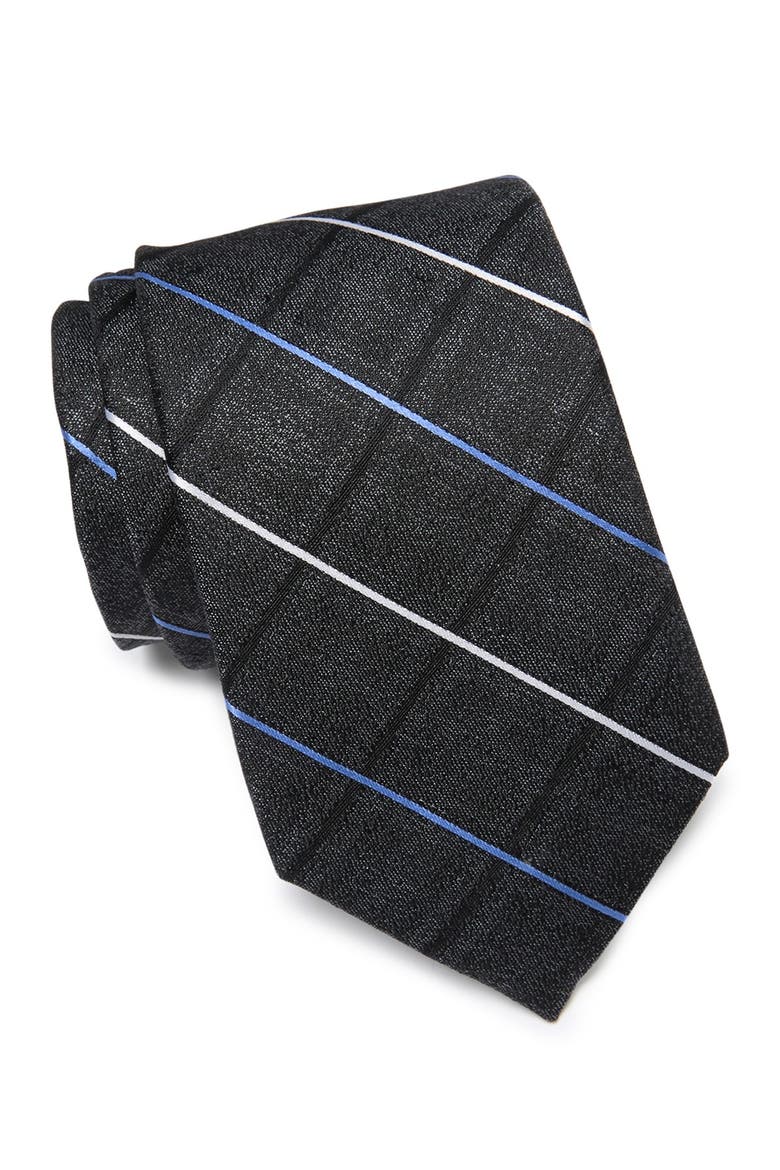 Nordstrom Veilleux Grid Silk Tie, Main, color, BLACK