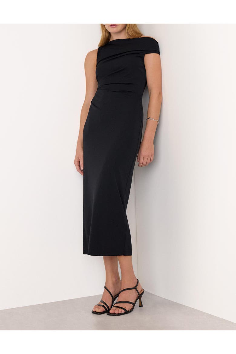 Jersey Crepe Asymmetric Dress, Alternate, color, Black