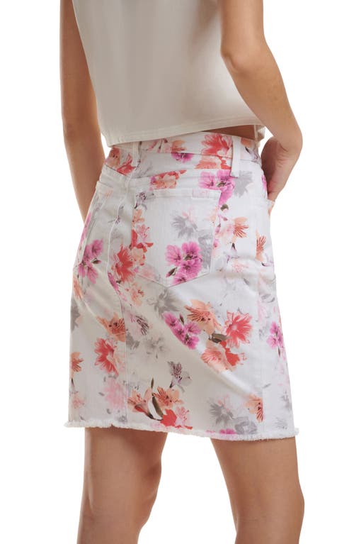 JEN7 BY 7 FOR ALL MANKIND JEN7 BY 7 FOR ALL MANKIND FLORAL PRINT FRAYED DENIM PENCIL SKIRT 