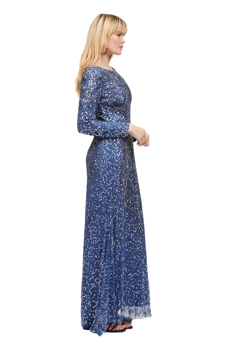 MARYISA Occasion Modest Embellished Sequin Beaded Foral A Line Evening Maxi, Alternate, color,