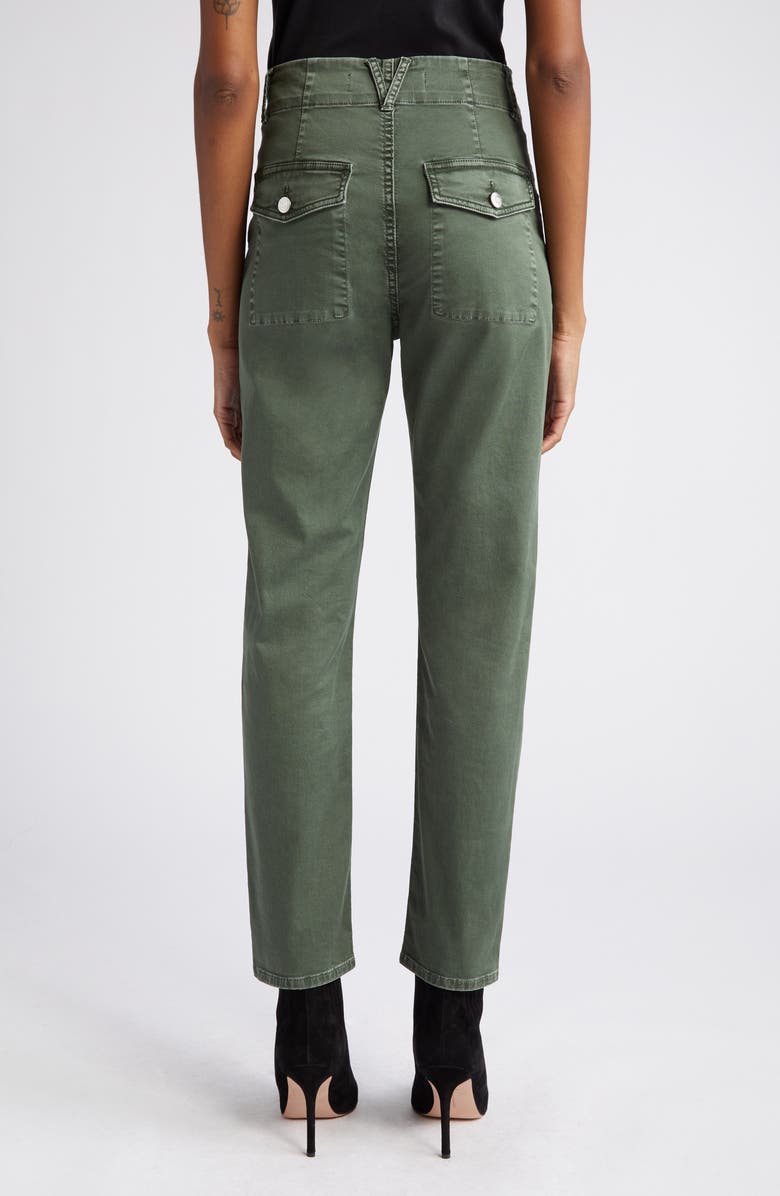 Veronica Beard Arya Button Fly Stretch Cotton Pants, Alternate, color, Army Green