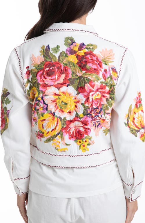 Talisman The Label Sequin Floral Crop Cotton Jacket In Black