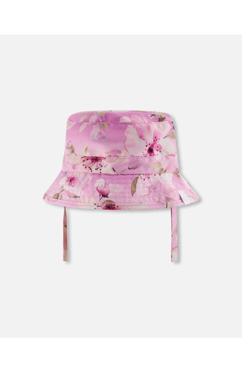 Deux par Deux Wide Brim Flower Beach Hat, Main, color, Purple Floral Print