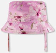 Deux par Deux Wide Brim Flower Print Beach Hat