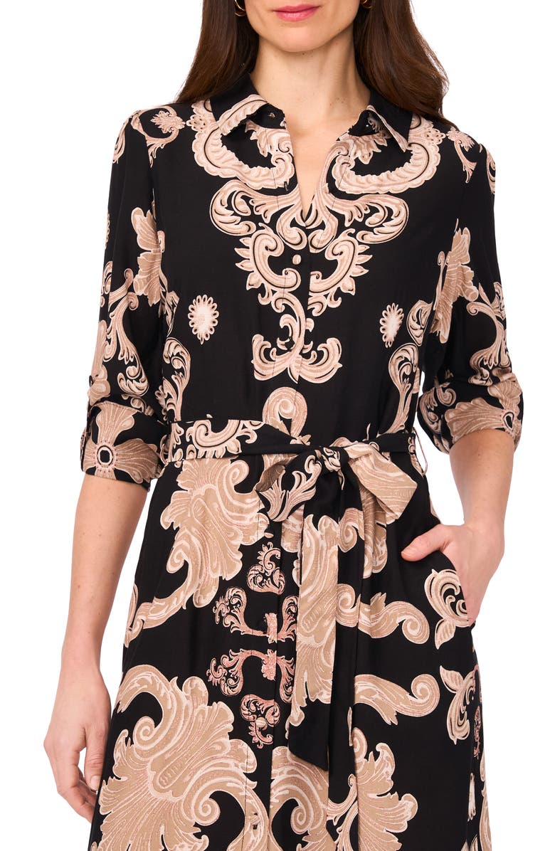 Vince Camuto Paisley Long Sleeve Shirtdress, Alternate, color, 