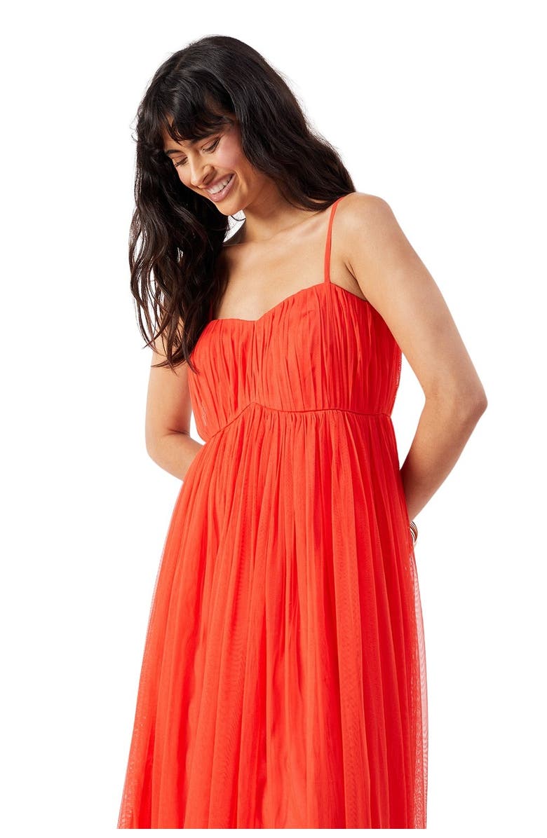 Warehouse Tulle Strappy Bandeau Maxi Dress, Alternate, color, Red