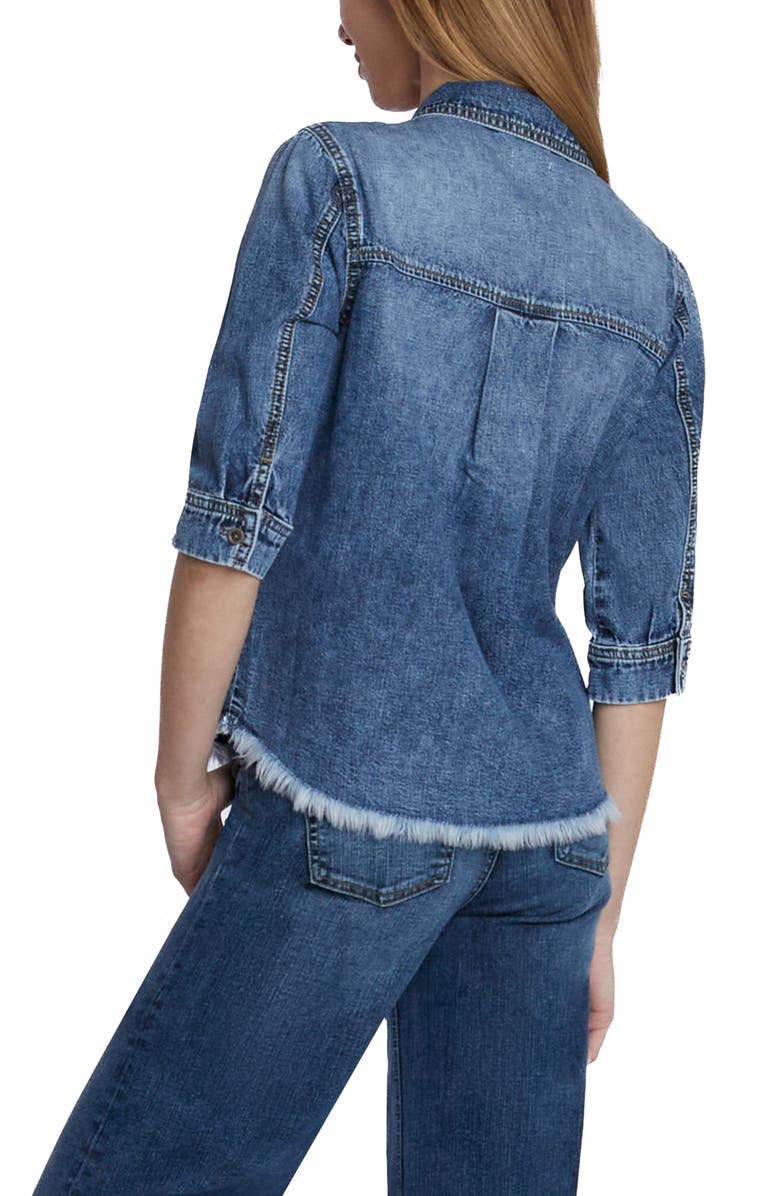 Wash Lab Denim Everyday Fray Hem Denim Shirt, Alternate, color, Rebecca Blue