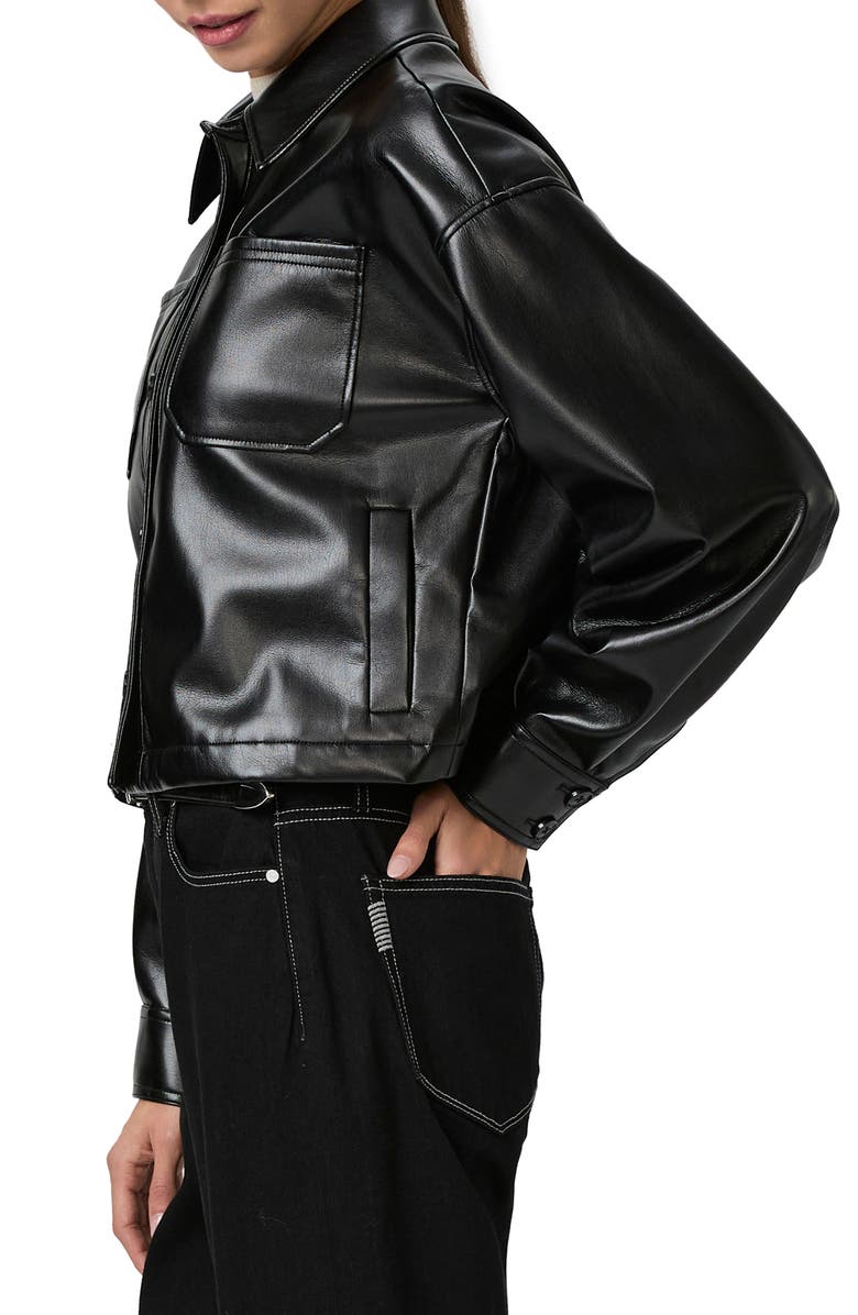 PAIGE Connor Faux Leather Shacket, Alternate, color, Black