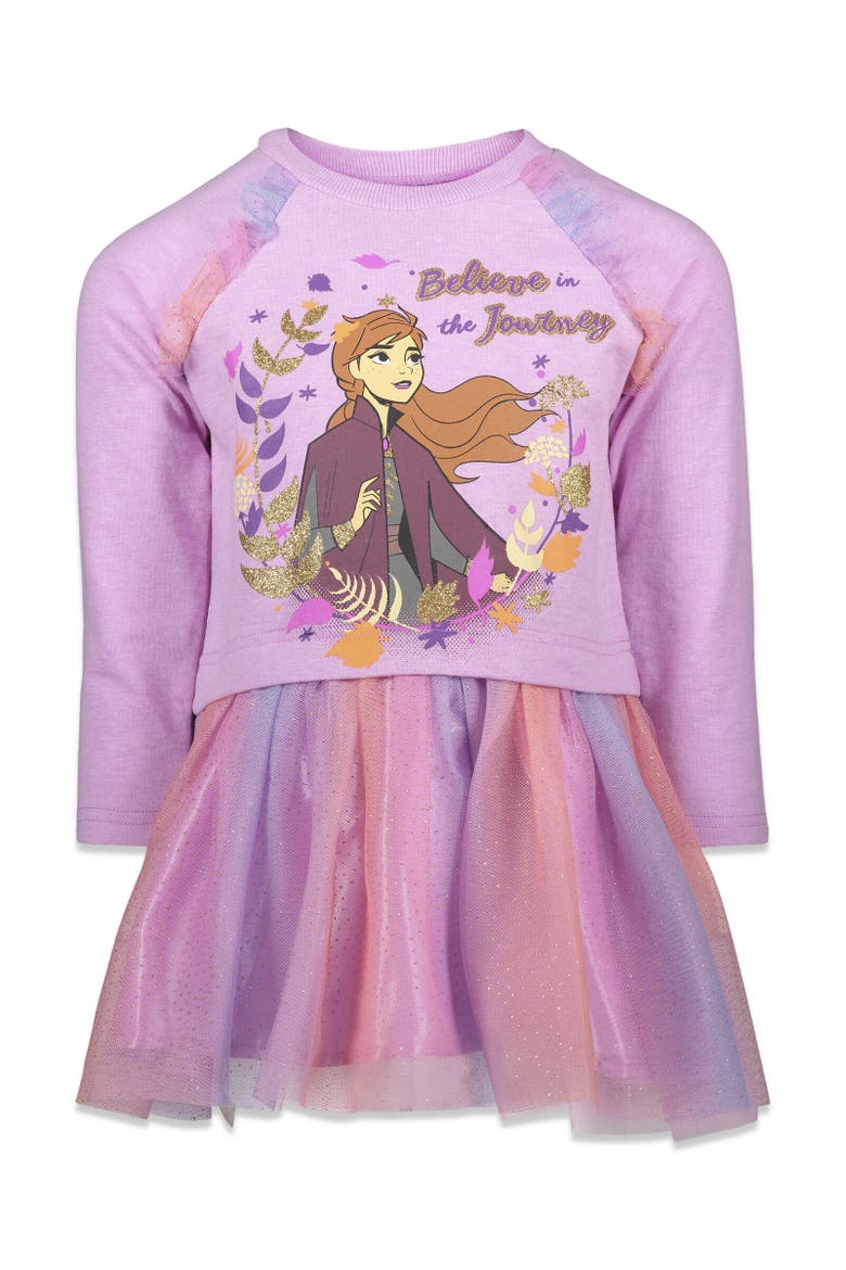 Lilo & Stitch Long Sleeve Tutu Dress, Main, color, Princess Anna Pink Pink