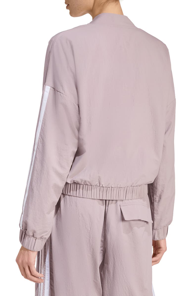 adidas 3-Stripes Woven Bomber Jacket, Alternate, color, Preloved Fig/ White
