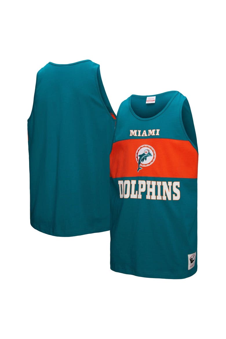 Men's Mitchell & Ness Aqua Miami Dolphins Retro Colorblock Tank Top, Main, color, Aqua