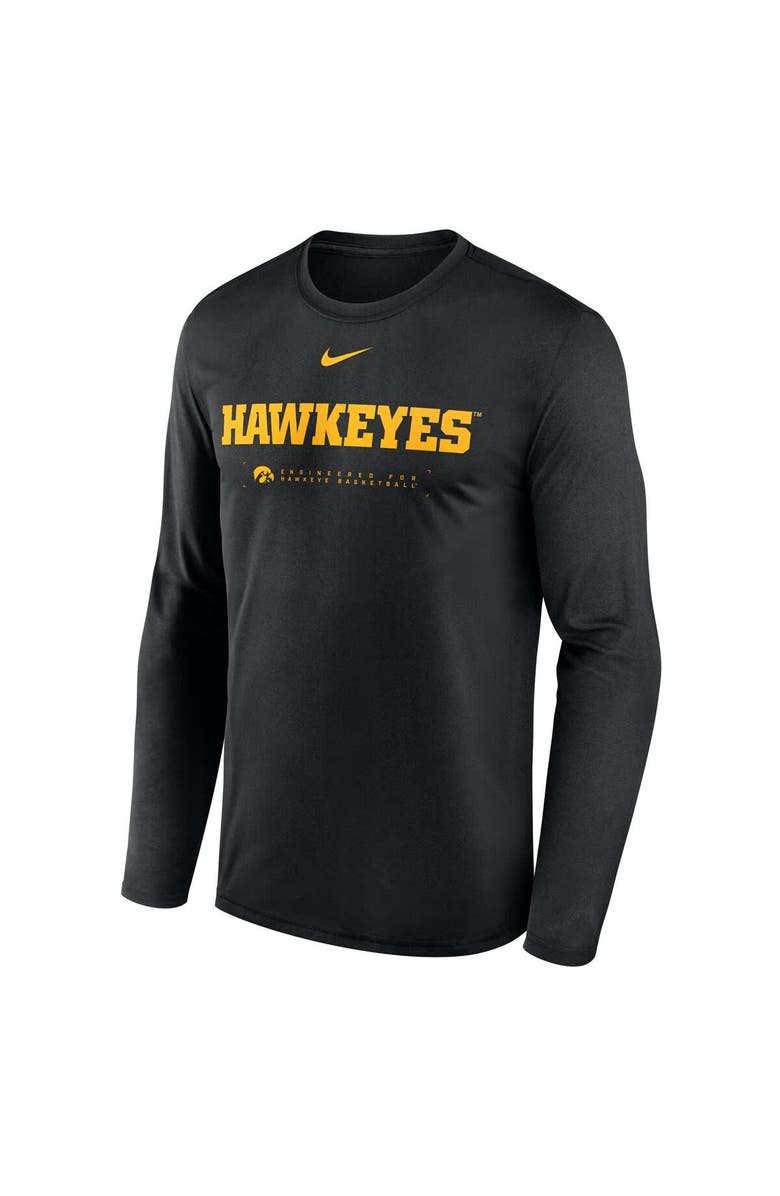 Nike Men
s Nike Black Iowa Hawkeyes 2025 Courtside Basketball Shootaround Legend Dri-FIT Long Sleeve T-Shirt, Alternate, color, Black