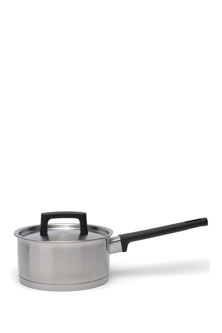 Silver/Black Ron 6.25" Covered Sauce Pan, Main, color, SILVER/ BLACK HANDLE