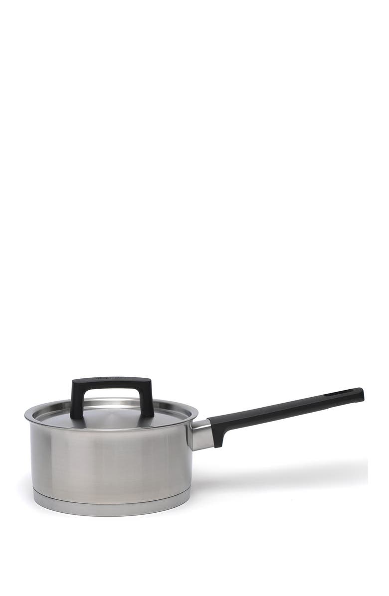 BergHOFF Silver/Black Ron 6.25" Covered Sauce Pan, Main, color, Silver/ Black Handle