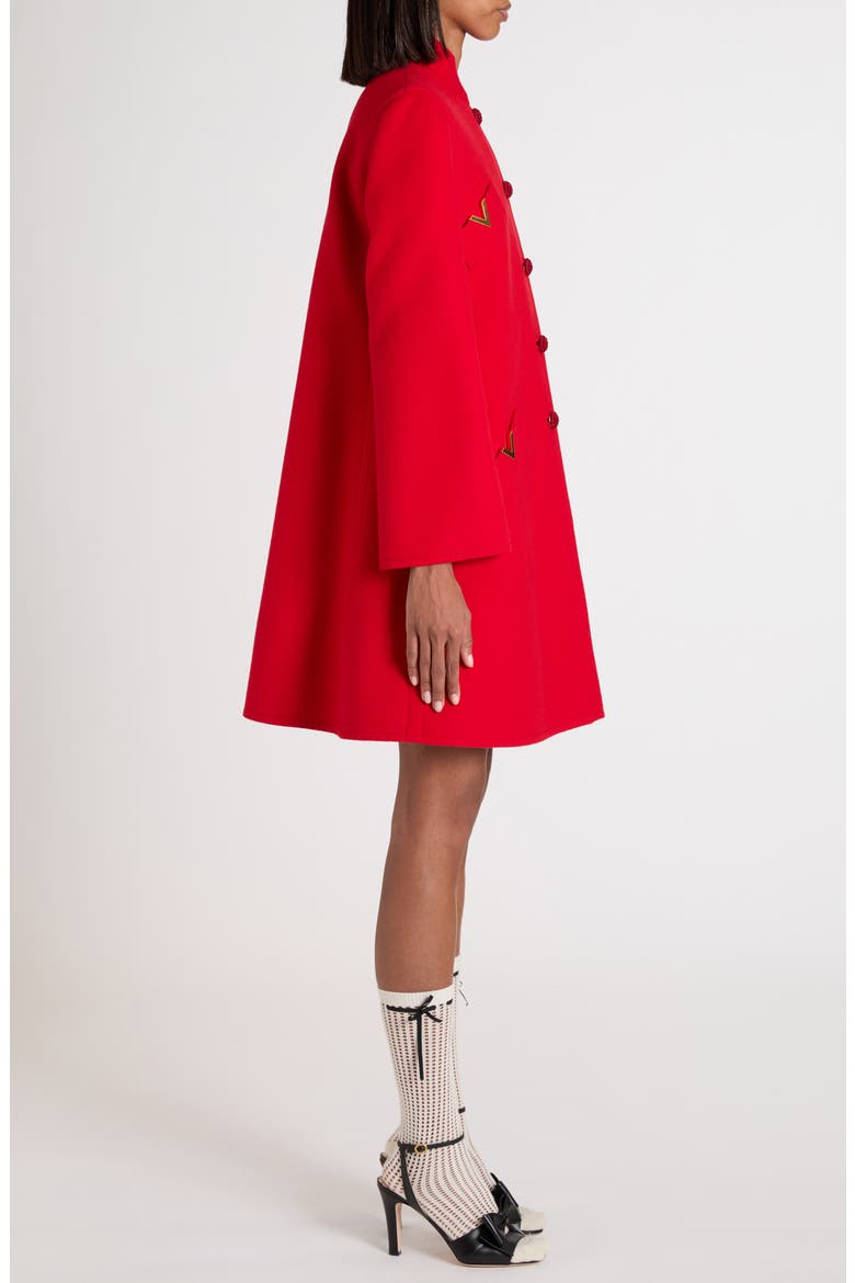 Virgin Wool & Cashmere Broadcloth Trapeze Coat, Alternate, color, DARK RED