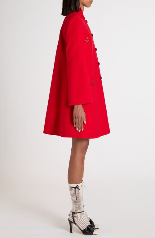 Valentino Womens Paris Embellished Regular-fit Wool And Cashmere Wool Coat In Red