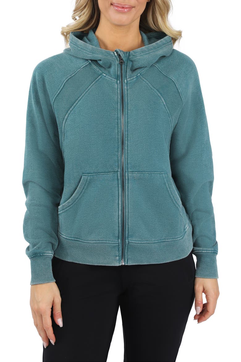 Stone Wash Zip Fleece Hoodie, Main, color, DEEP TEAL