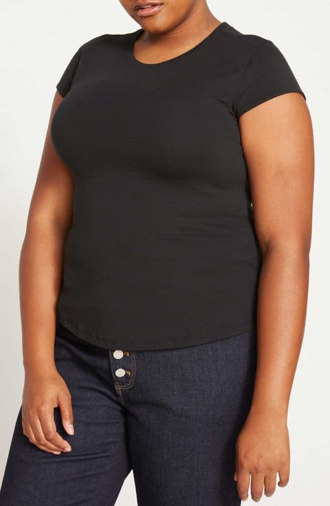 Ashley Cap Sleeve Cotton T-Shirt (Plus)