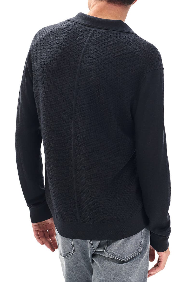 Charles Wool Johnny Collar Polo Sweater, Alternate, color, WASHED BLACK