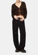 Disturbia Ruin Fern Embroidered Wide Leg Trouser