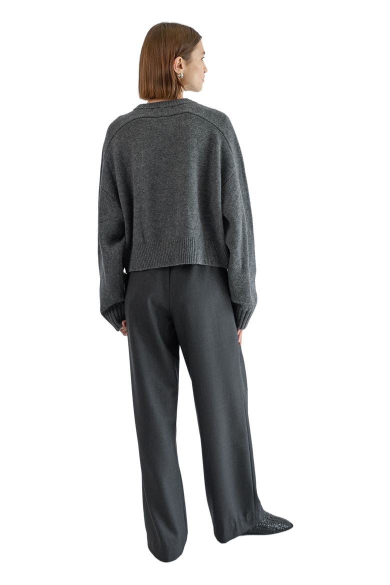 Waist Tie Wool Trousers, Alternate, color, Charcoal