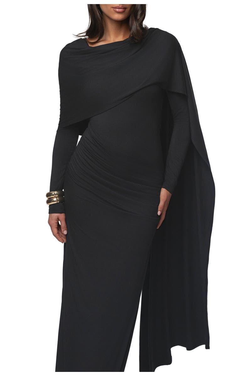 JLUXLABEL Glitz Asymmetric Maxi Dress, Alternate, color, Black