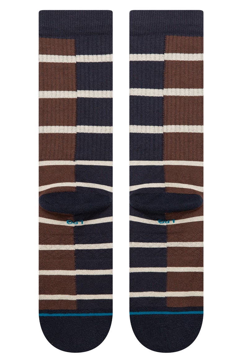 Double Vision Stripe Crew Socks, Alternate, color, NAVY