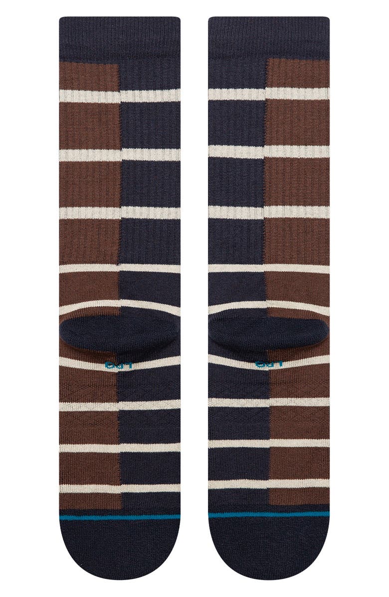 Stance Double Vision Stripe Crew Socks, Alternate, color, Navy