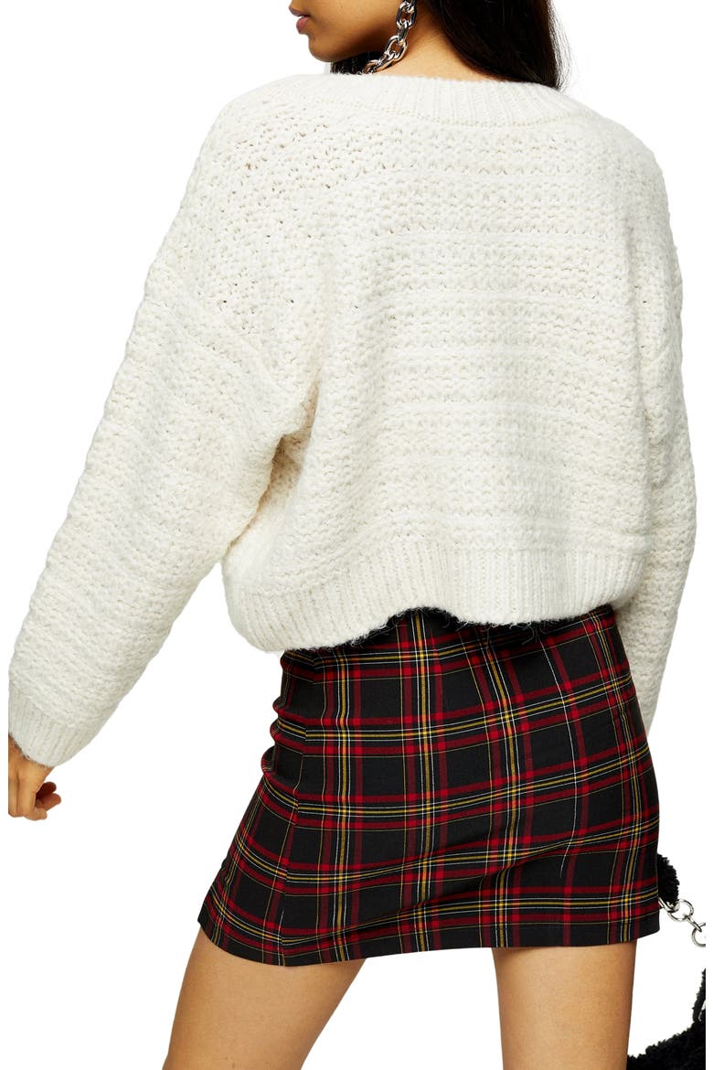 Self Stripe V-Neck Sweater, Alternate, color, OATMEAL