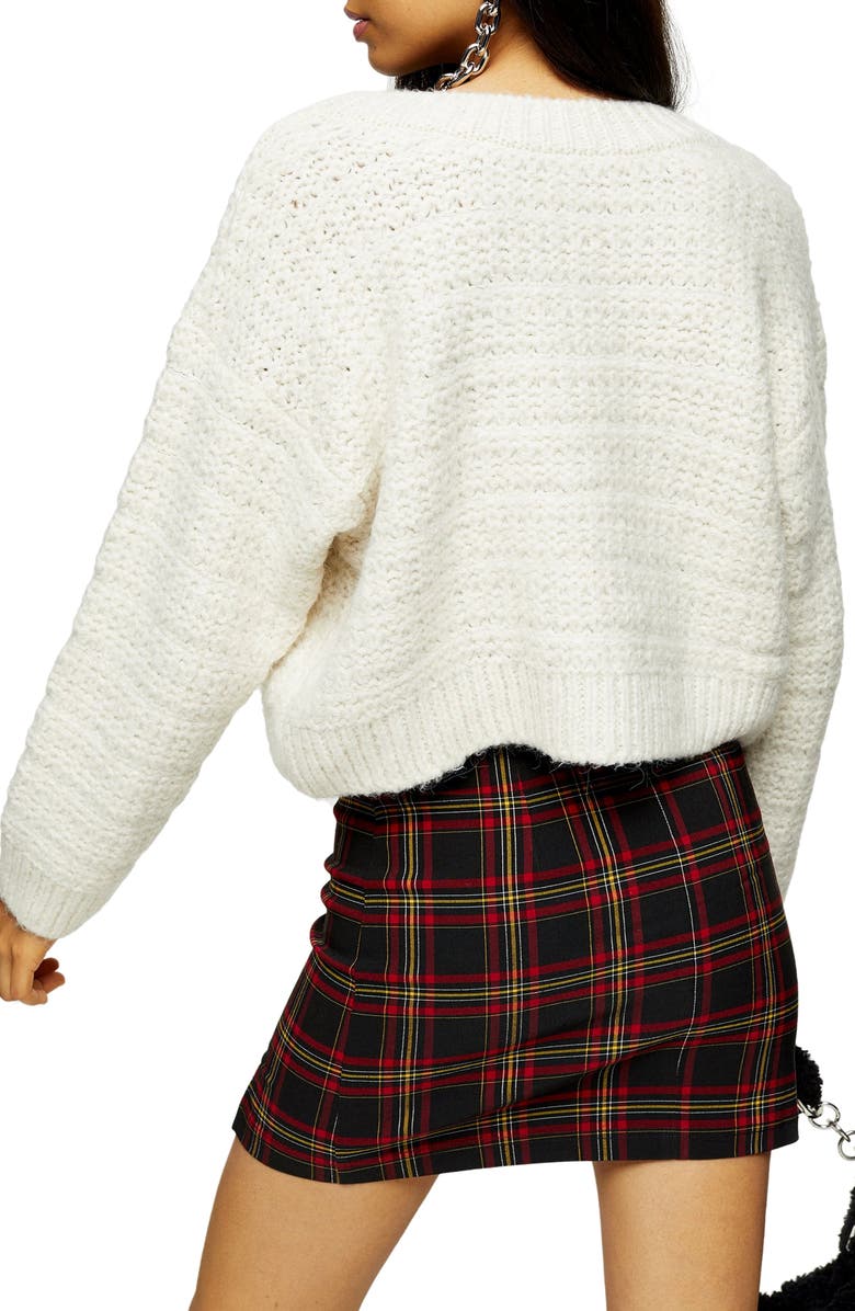 Topshop Self Stripe V-Neck Sweater, Alternate, color,