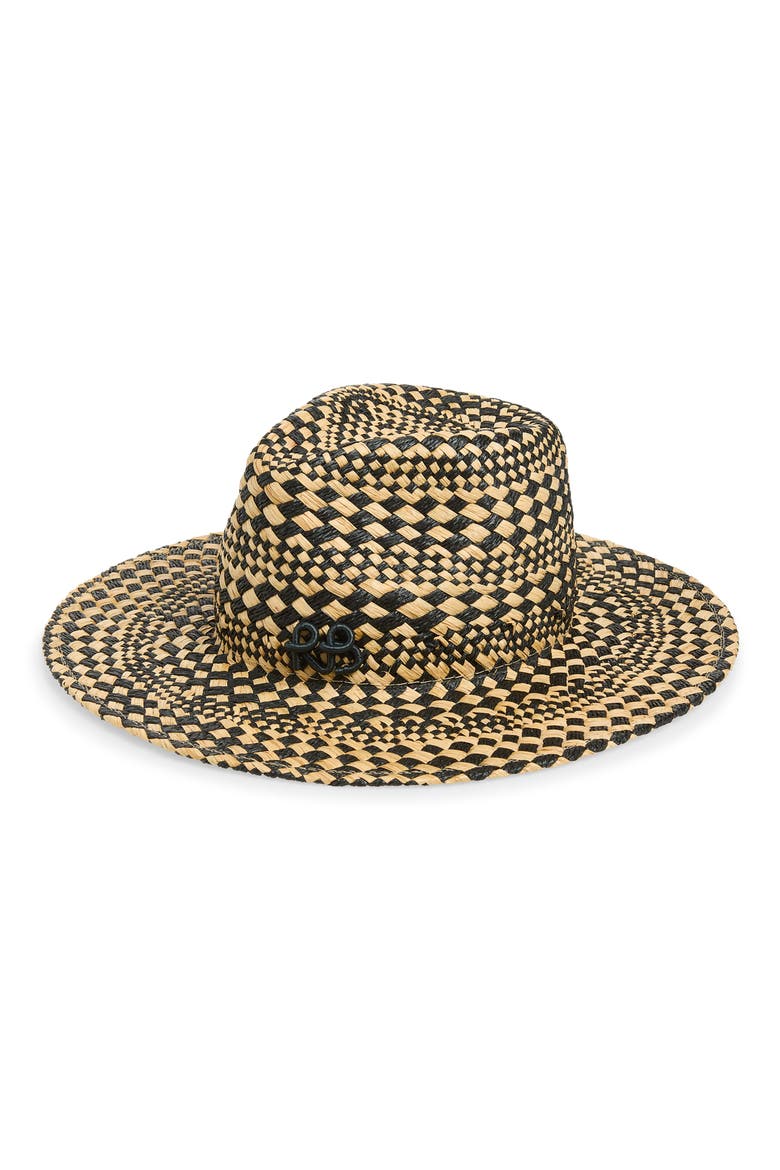 Rhomboidal Straw Fedora Hat, Main, color, BEIGE/ BLACK