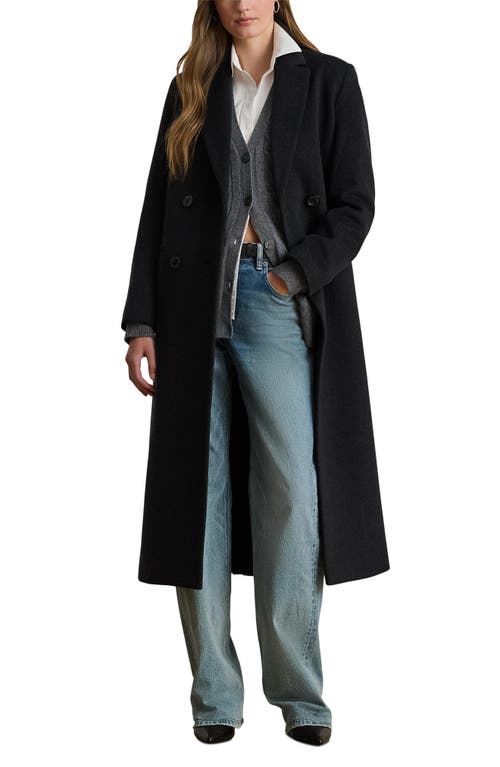 Ralph Lauren Lauren  Double Breasted Wool Blend Reefer Coat In Gray