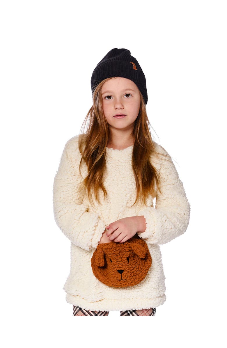 Deux par Deux Plush Tunic with Bear Pocket, Main, color, Off-White