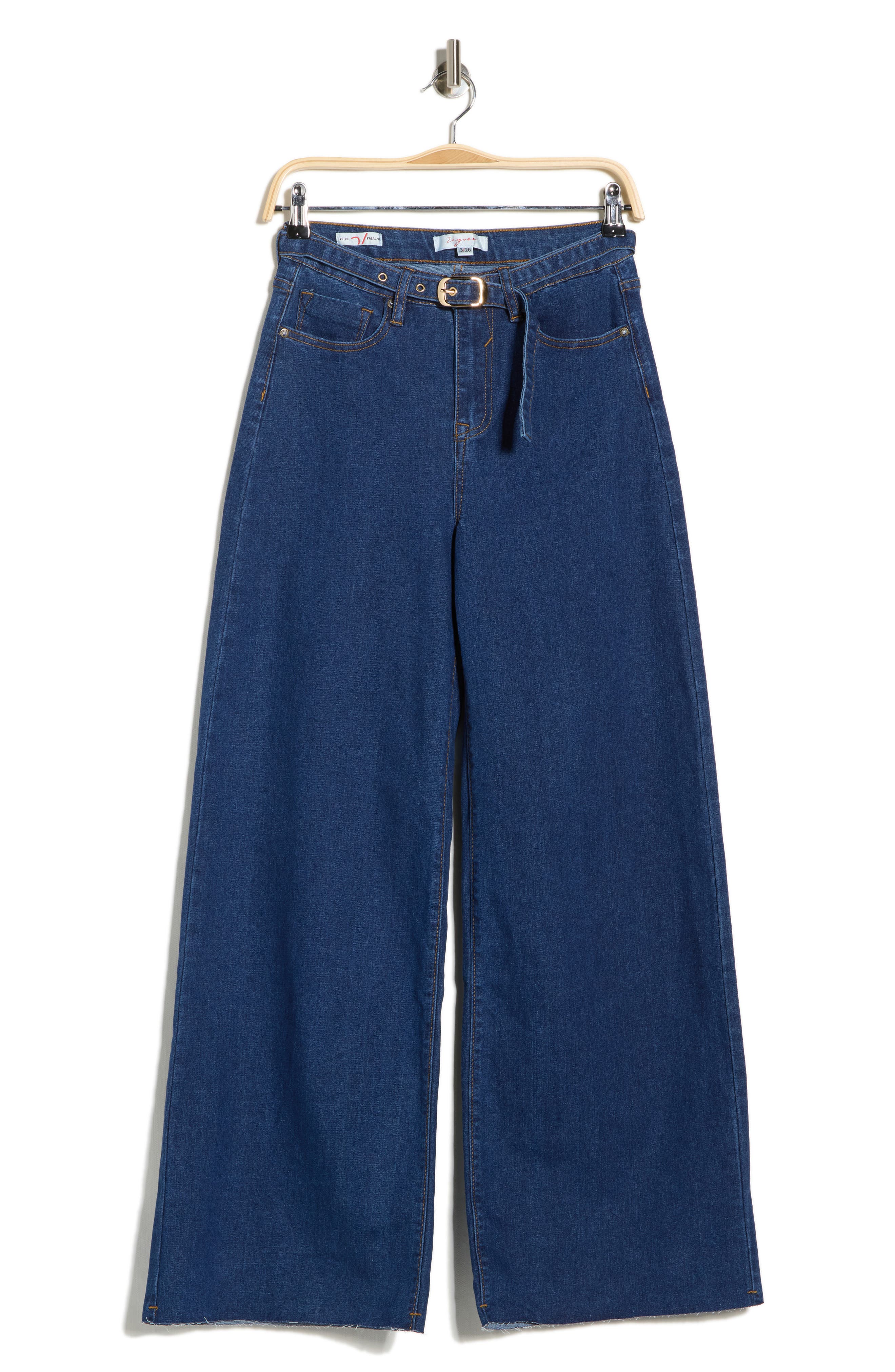 Vigoss Belted High Waist Wide Leg Palazzo Jeans