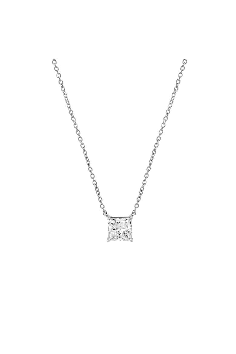 Princess Charm 14K Gold Lab Grown Diamond Necklace - 1 ct, Main, color, 14K White Gold