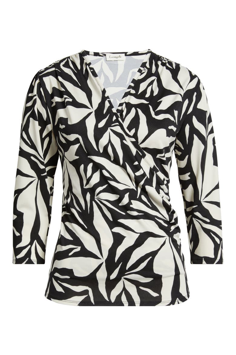 Faux Wrap Top, Alternate, color, BLACK/ IVORY