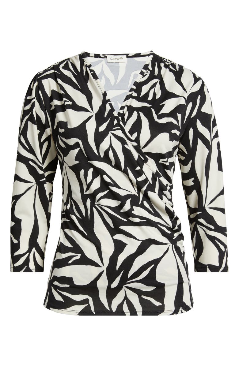 Loveappella Faux Wrap Top, Alternate, color, Black/ Ivory