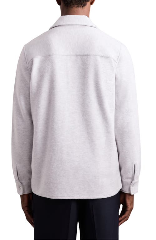 Reiss Grey Marl Press-stud Jersey Shirt With Cotton In Gray