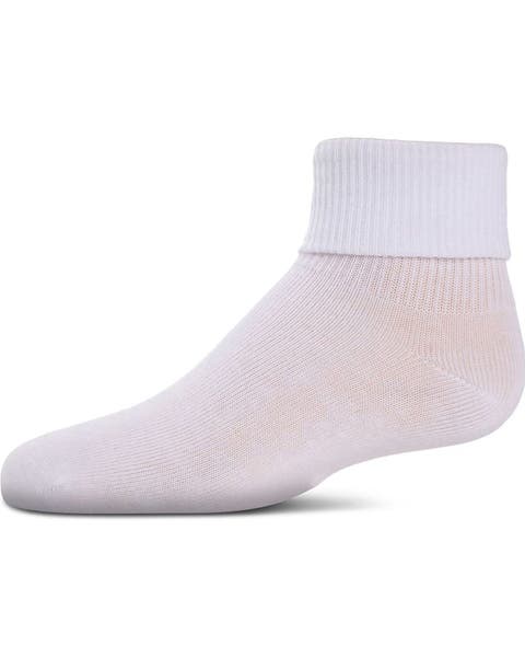 Ribbed Triple-Roll-Cuff Ankle Sock
