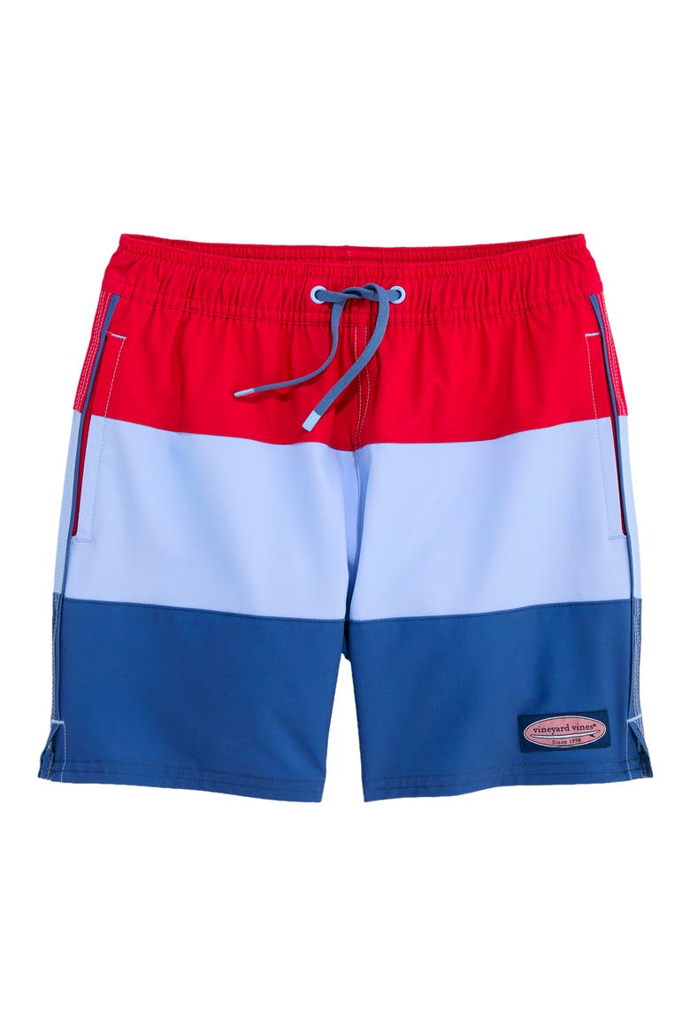 Kids' Chappy Colorblock Swim Trunks, Main, color, LIGHTHOUSE RED