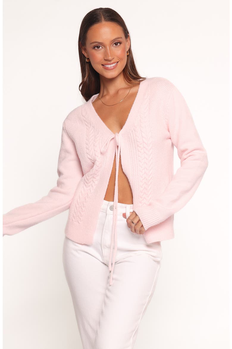 Cherri Tie Front Cardigan, Alternate, color, PINK