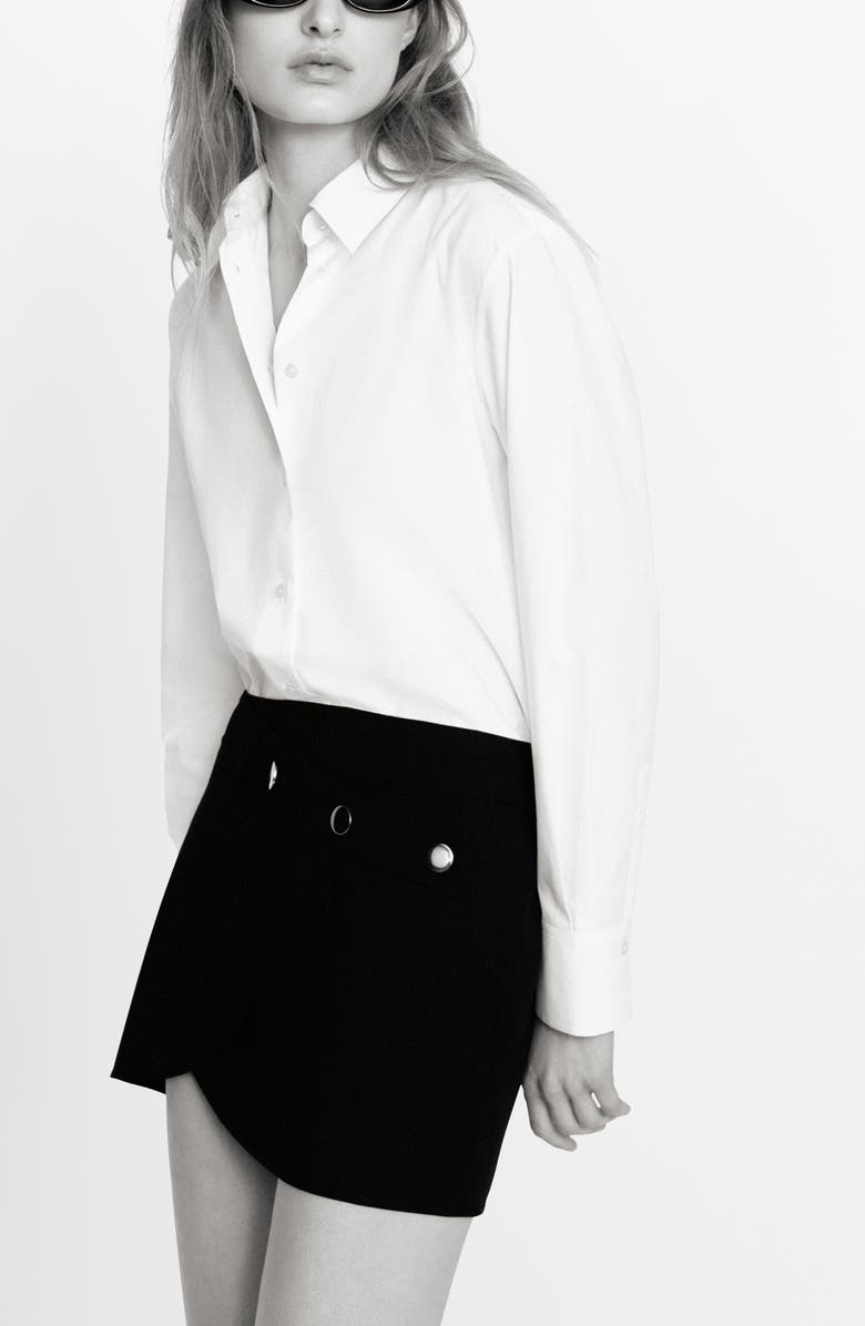 MANGO Danita Wrap Front Miniskirt, Alternate, color, Black