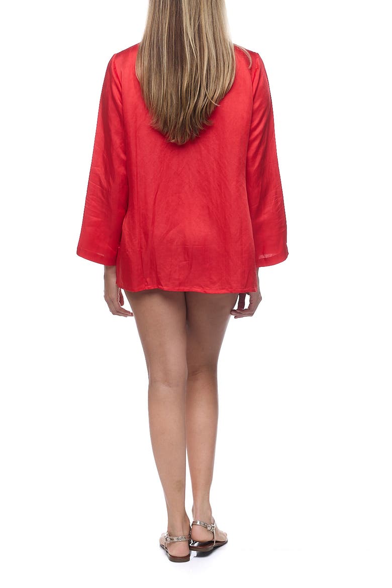 Embellished Long Sleeve Tunic, Alternate, color, RED
