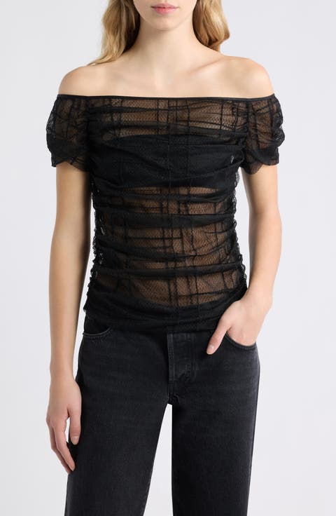 Off the Shoulder Mesh Top