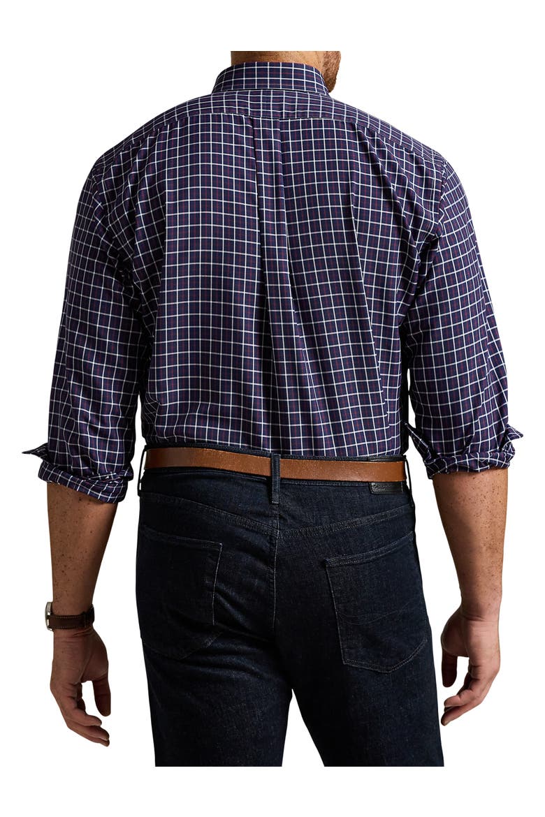 Big & Tall Performance Oxford Sport Shirt, Alternate, color, NAVY WINE MULTI